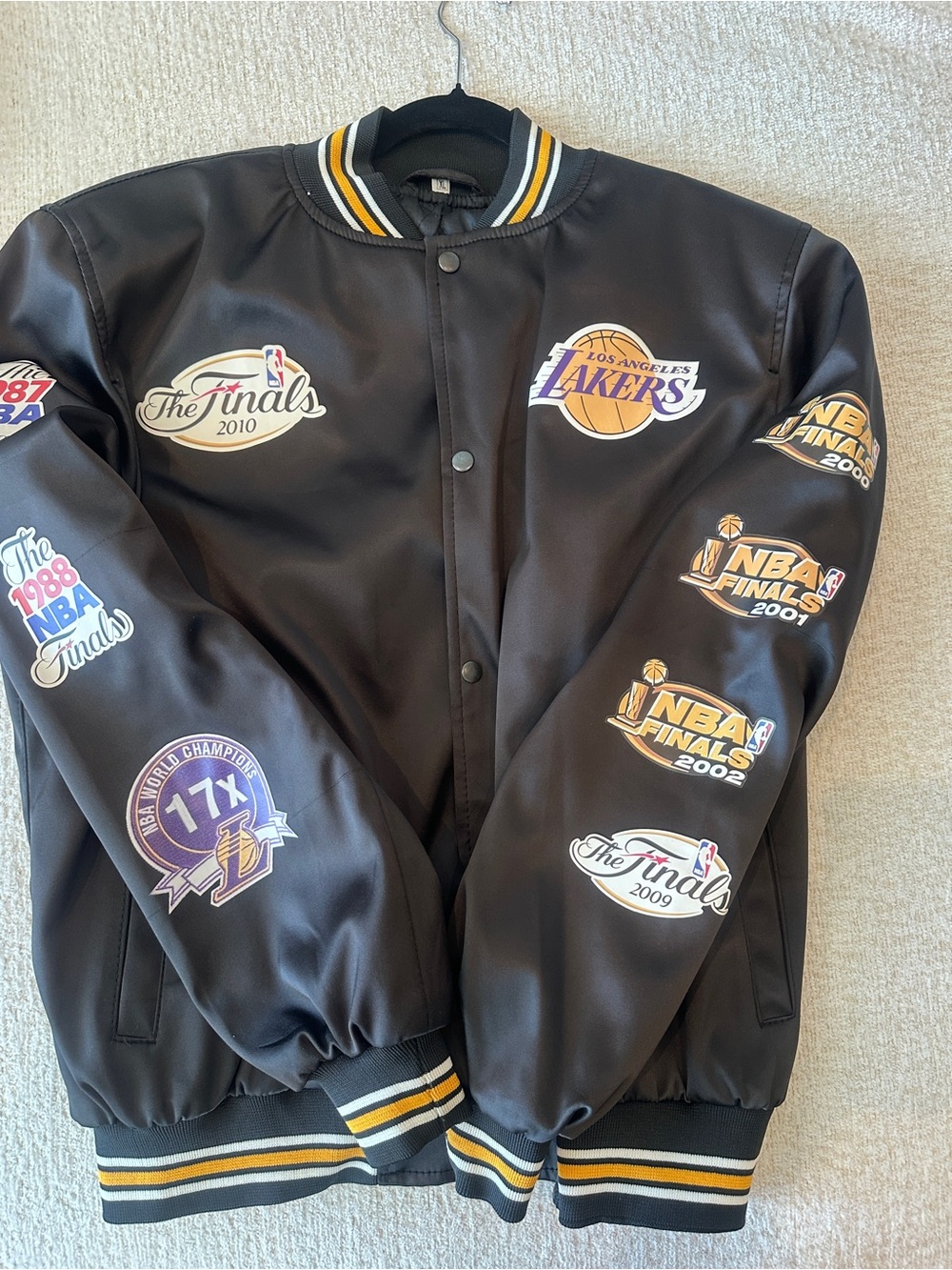 Los Angeles Lakers Black Satin NBA Finals Patch Jacket